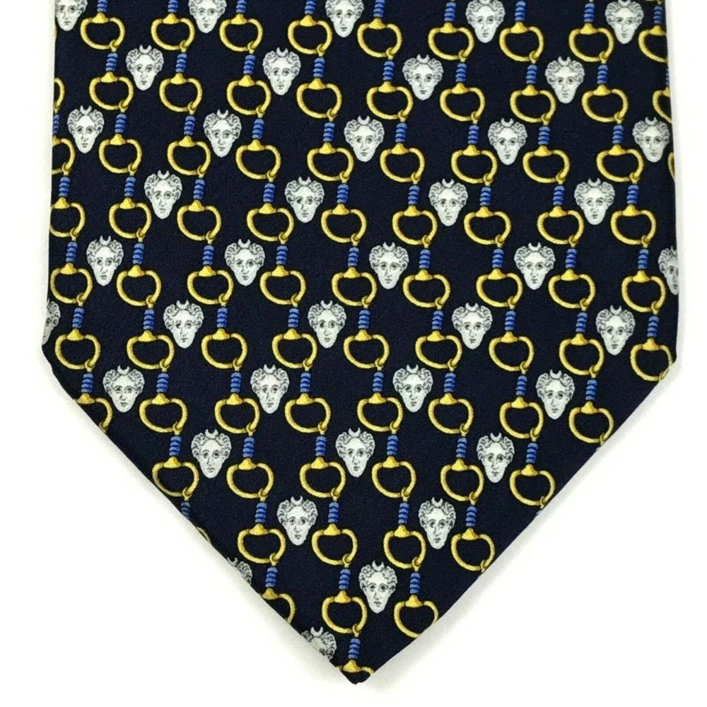 Sinsabang Tie Royal Queen Chains Blue Pure Silk Men's Necktie Made in Korea